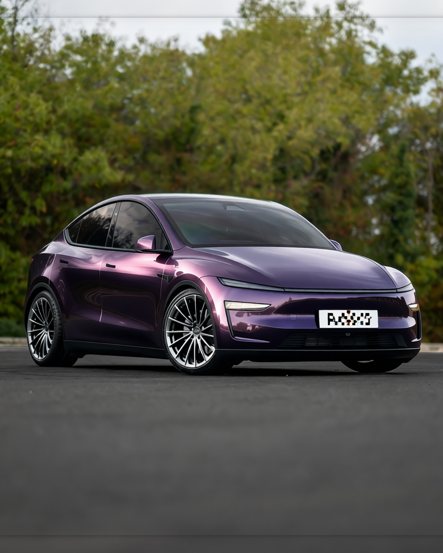 Tesla Model Y rendered in Super Gloss Gemstone Blue gloss wrap