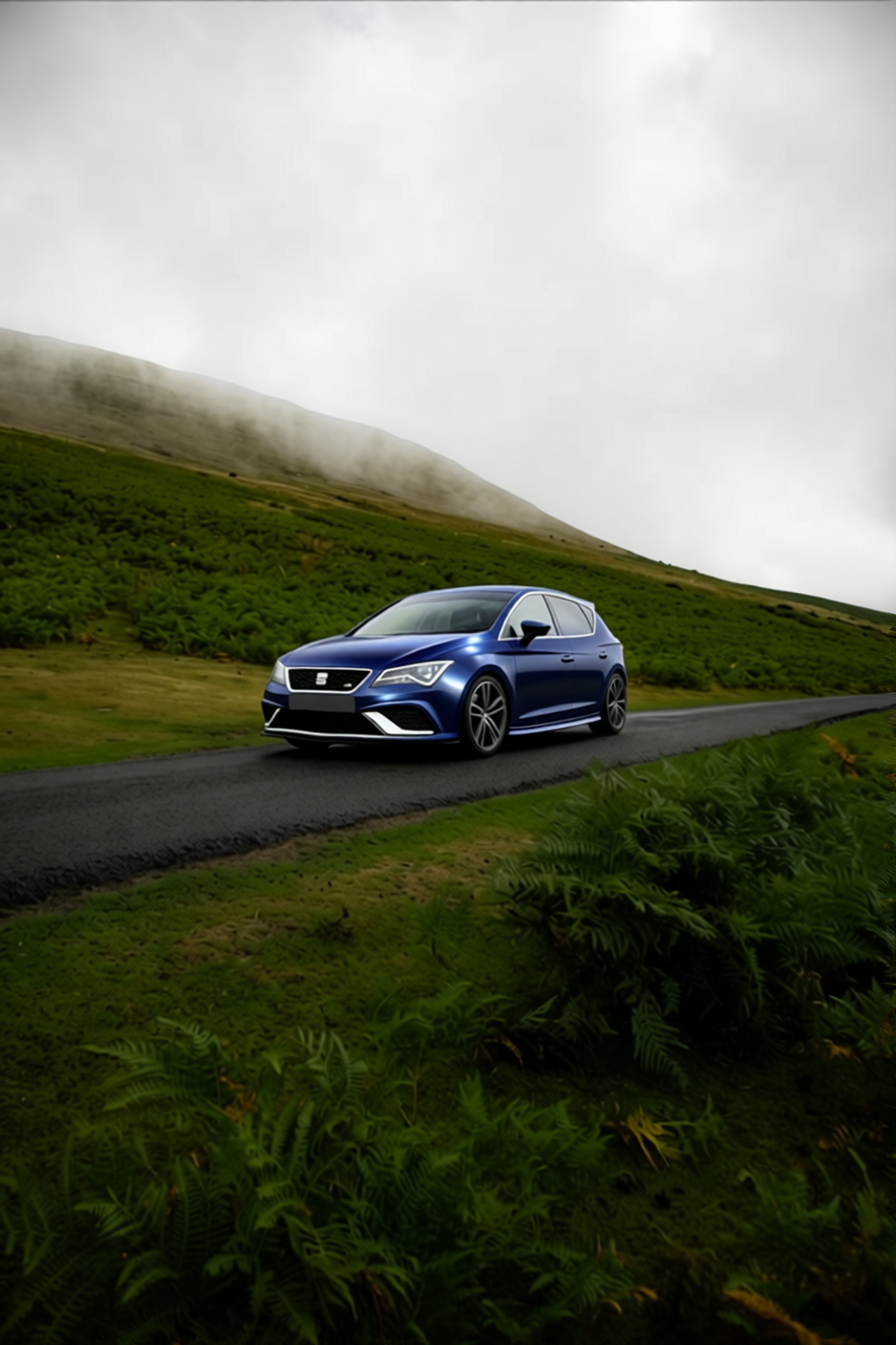 Car rendered in Frozen Satin Metallic Charcoal Blue gloss wrap
