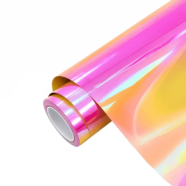 Ravoony Gloss Rainbow Chrome Holographic Pink vinyl wrap film texture — Specced