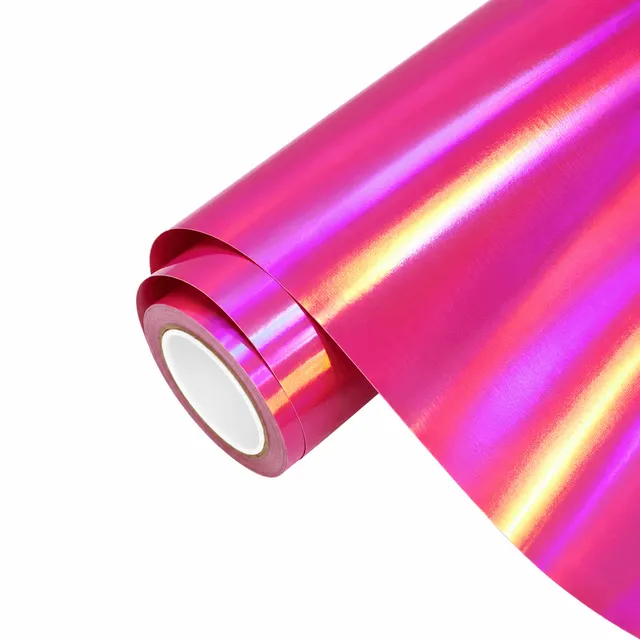 Ravoony Glossy Rainbow Neo Chrome Laser Pink vinyl wrap film texture — Specced